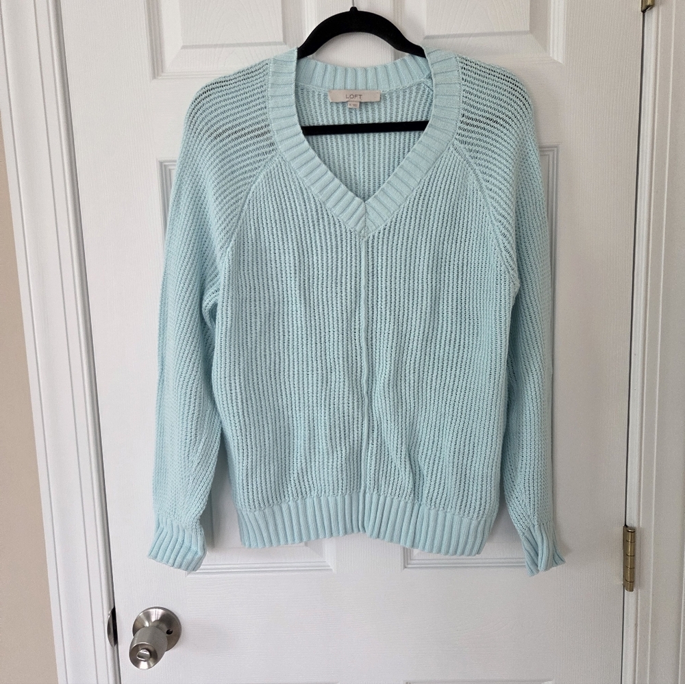 LOFT Light Blue Cotton Sweater